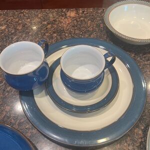 Denby Imperial Blue dinner plate, saucer and 2 cups